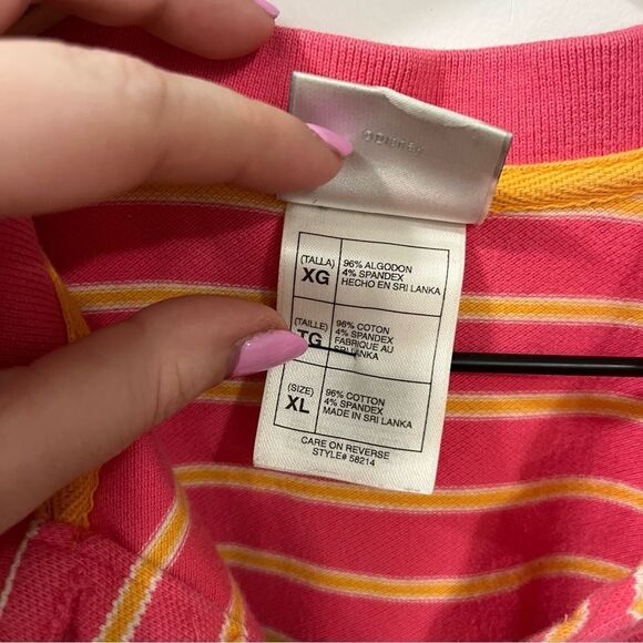 Vintage Disney Stripe Polo Size XL Pink and Gold - Picture 5 of 10